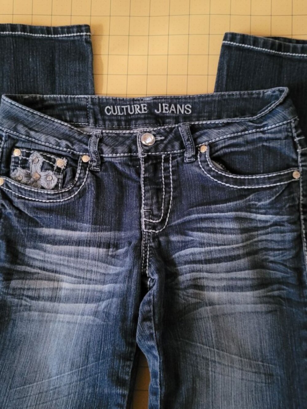 Awesome Culture Jeans with Embellished Pockets - Junior Size 5